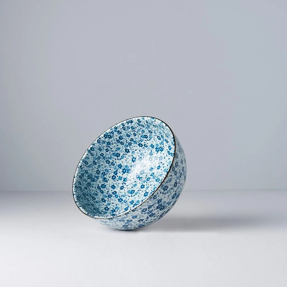 Bol din ceramică pentru udon MIJ Daisy, ø 16 cm, alb - albastru