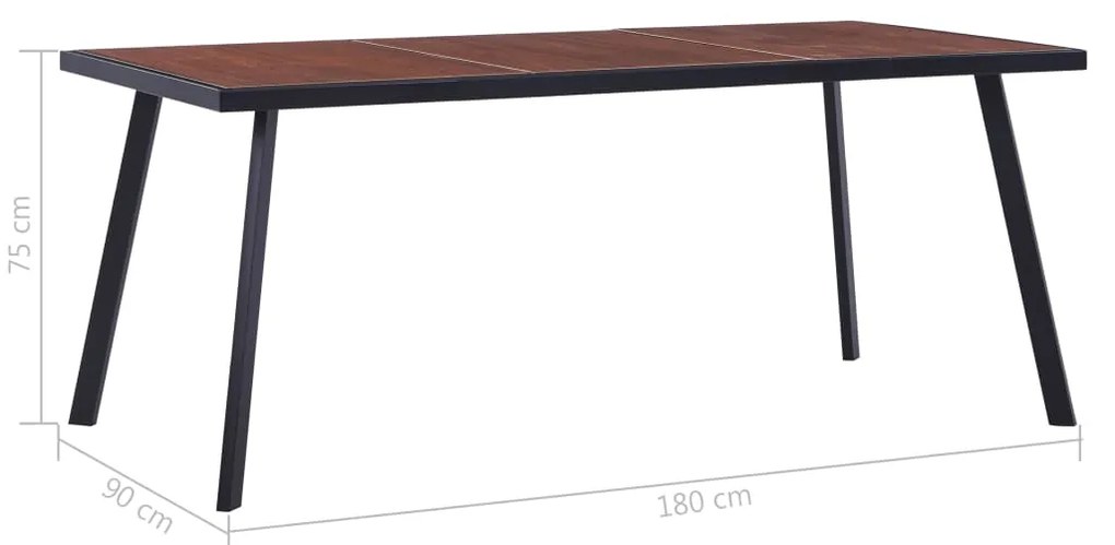 Masa de bucatarie, lemn inchis  negru, 180 x 90 x 75 cm, MDF 1, dark wood and black, 180 x 90 x 75 cm