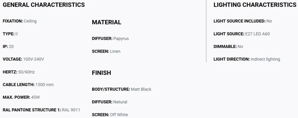 Lustra suspendata XL abajur in 64cm WINDSOR negru, alb
