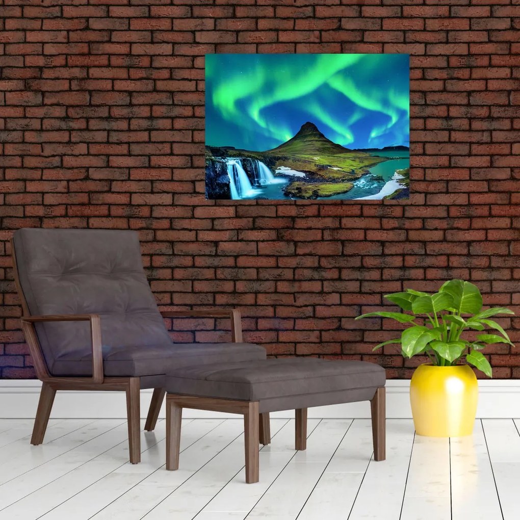 Tablou pe sticlă - Kirkjufell, Islanda (70x50 cm)