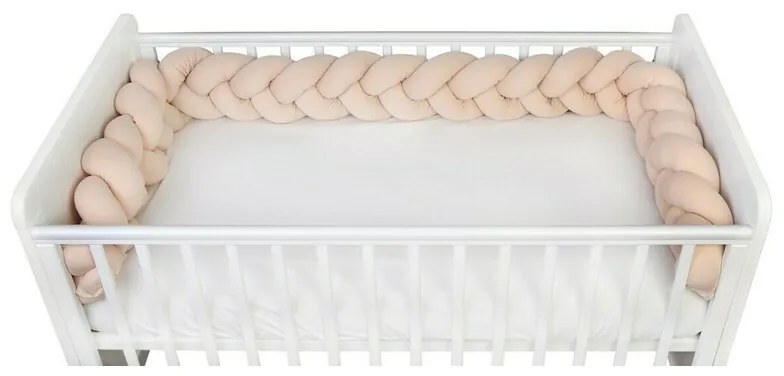 Aparatoare laterala pat bumper impletit YappyGum din tricot 240 cm beige YappyKids