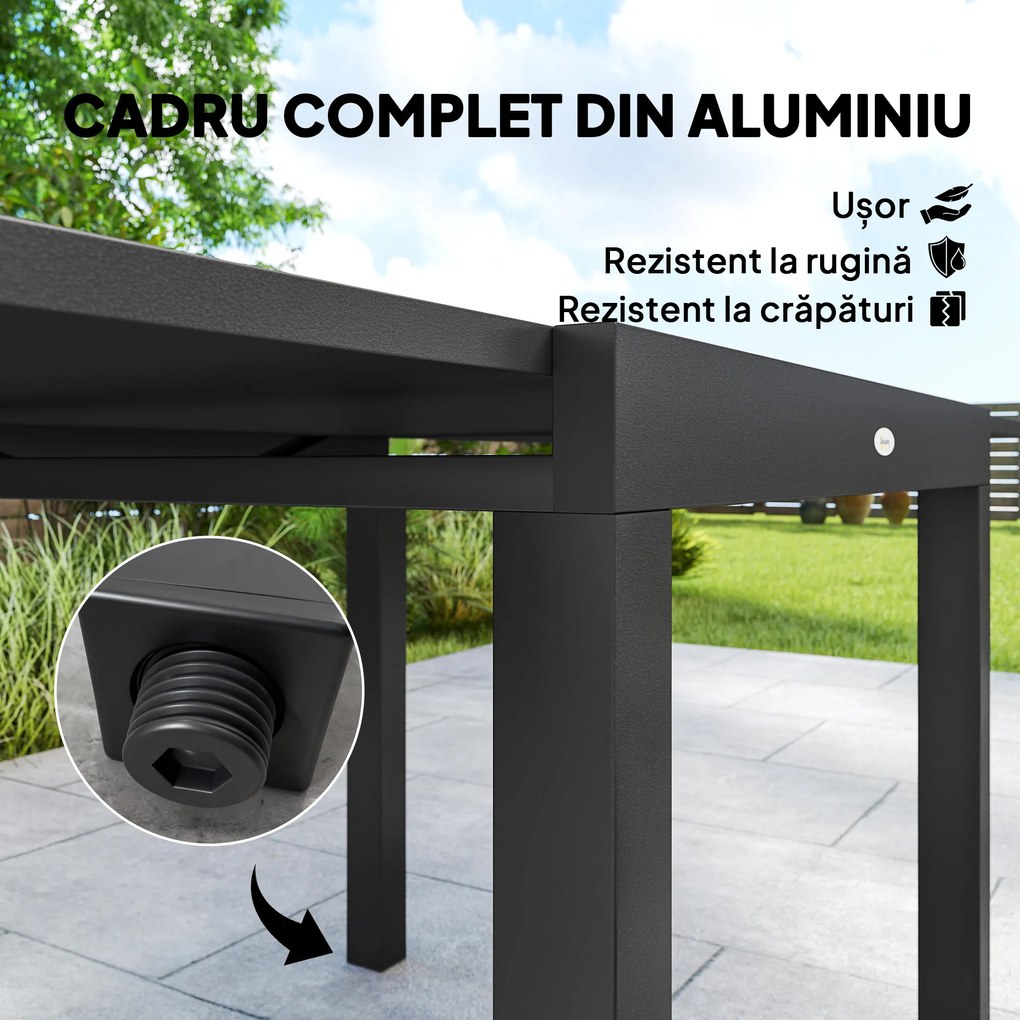 Outsunny masă pentru grădină cu scaune, set masă și scaune pentru grădină, masă și scaune pentru exterior, set de dining pentru grădină, masă extensibilă pentru exterior, set masă și scaune din aluminiu | Aosom Romania