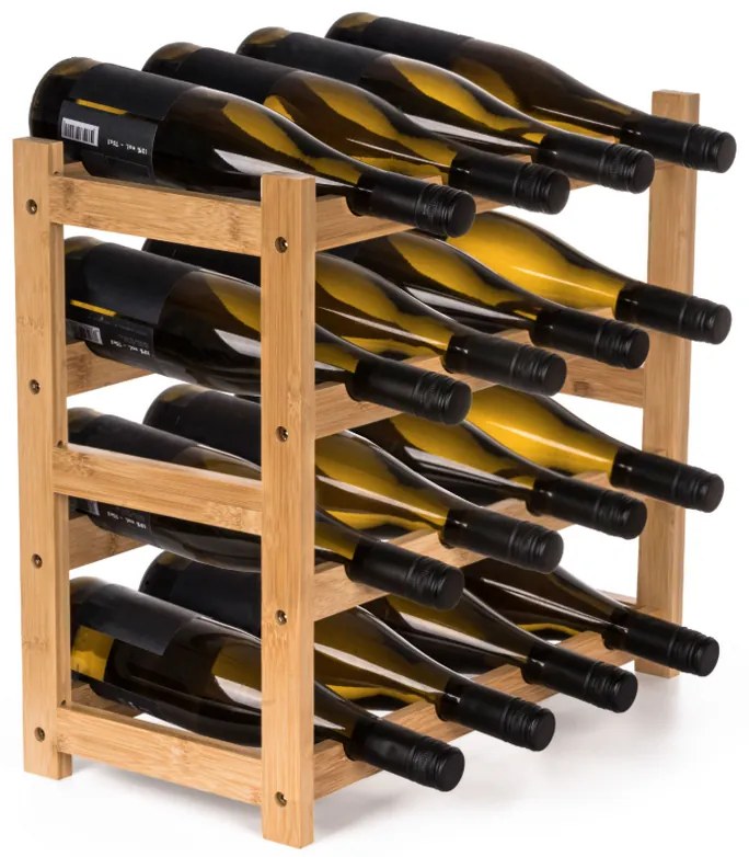 Raft pentru vin G21 din bambus, 16 sticle