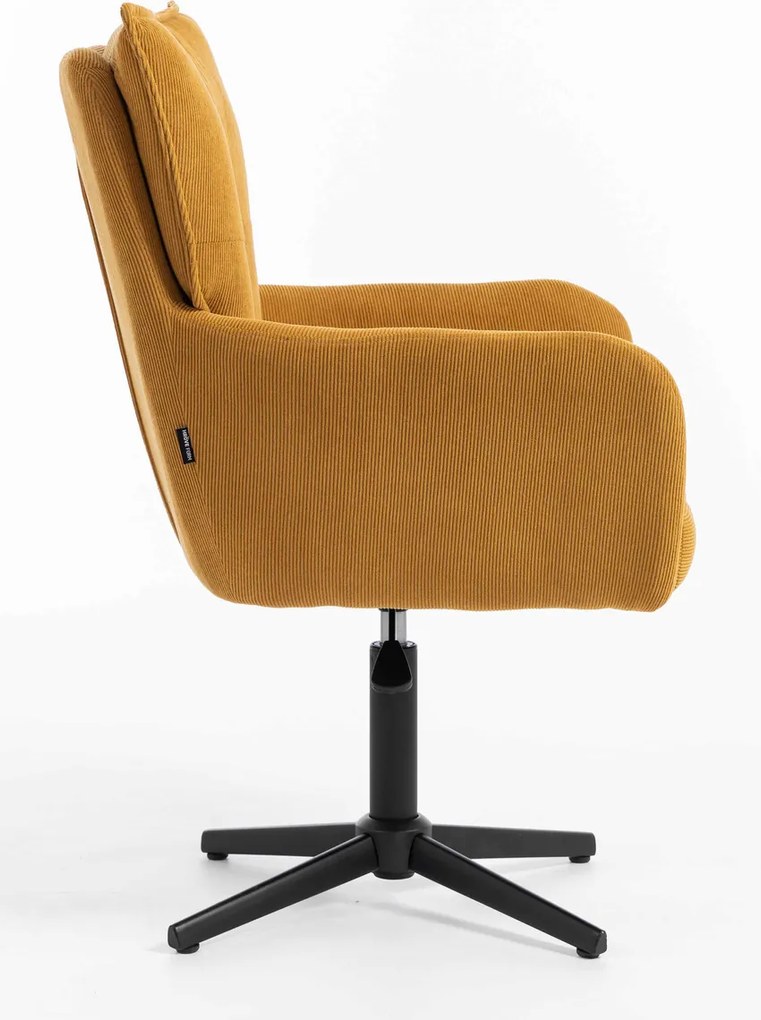 HR250CROSS Scaun Catifea Reiată Premium Ruloare Curry Galben Bază Neagră