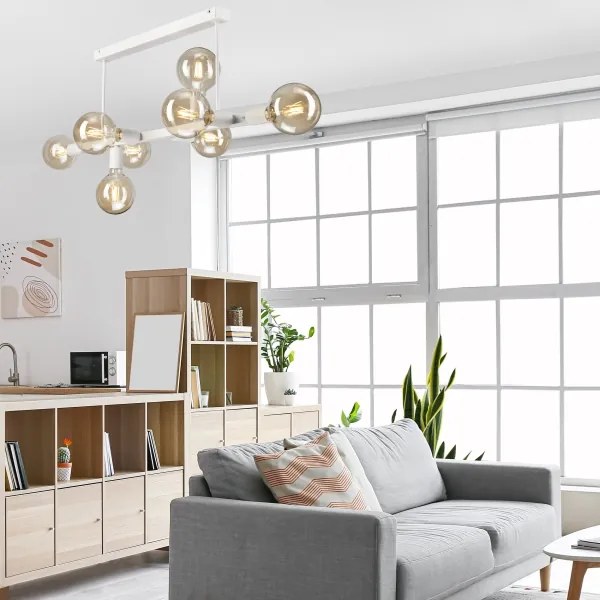 Lustră pe tijă ASTRID 8xE27/60W/230V alb