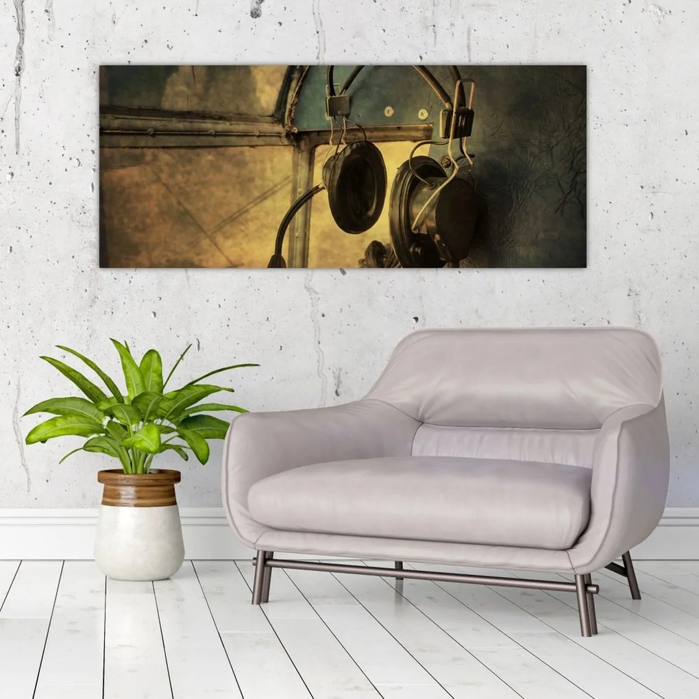 Tablou - Căști de avion de epocă (120x50 cm)