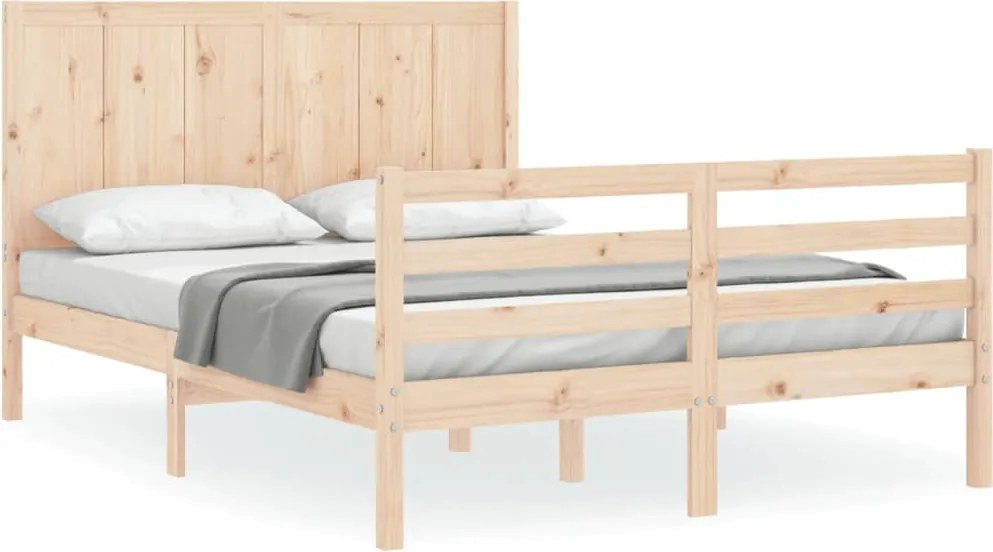 vidaXL Cadru de pat cu tăblie, 120x200 cm, lemn masiv