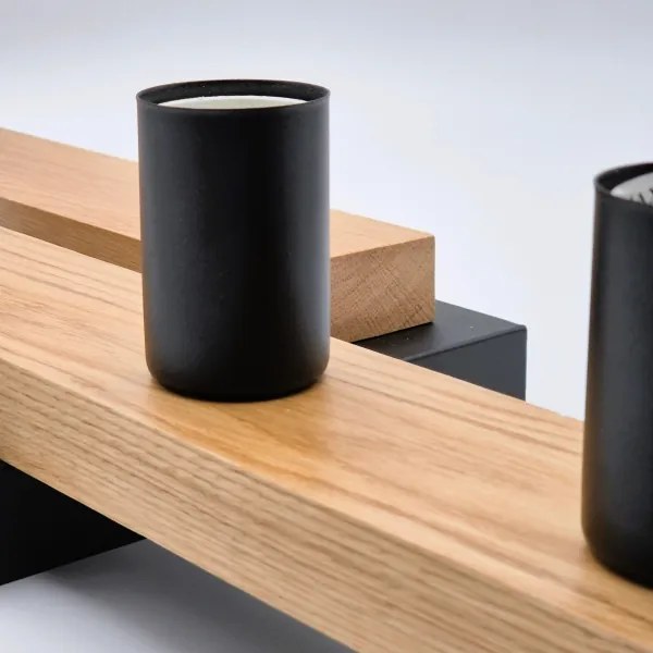 Lustră aplicată MATTE 4xE27/15W/230V negru/stejar