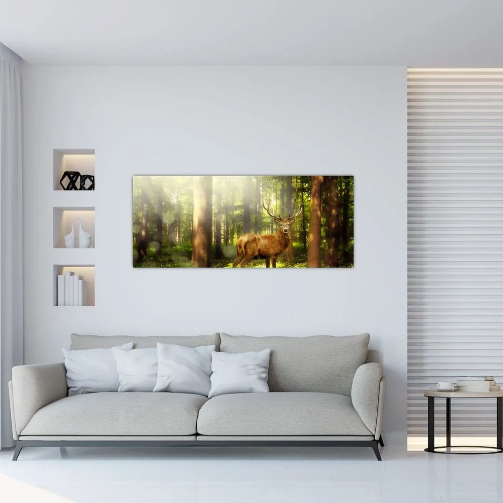 Tablou cu cerbul în pădure (120x50 cm)