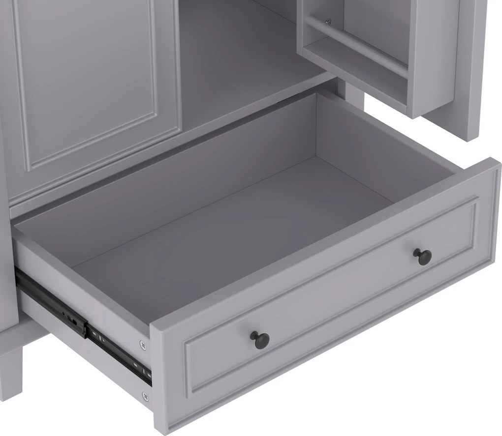 Dulap de baie cu chiuvetă, independent, spațiu mare de depozitare, 76x46x87 cm, Gri