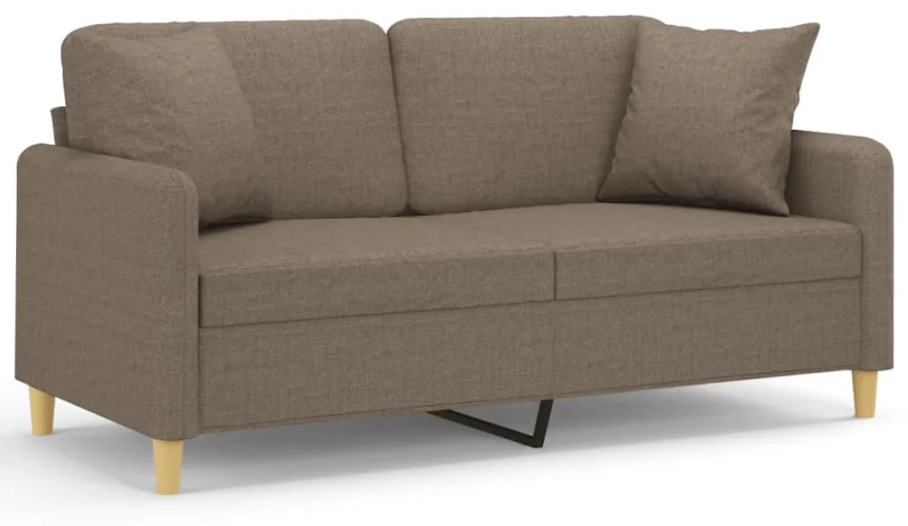 3153144 vidaXL Canapea cu 2 locuri cu perne&pernuțe gri taupe 140 cm textil
