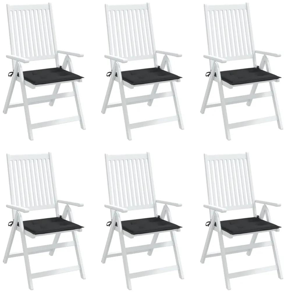 Perne scaun de gradina, 6 buc., negru, 50x50x3 cm, textil 6, Negru, 50 x 50 x 3 cm