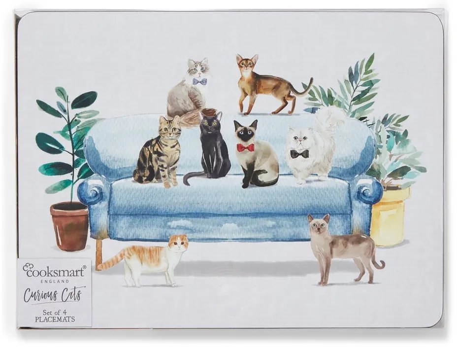 Set 4 suporturi farfurii din plută 21.5x29 cm Curious Cats - Cooksmart ®