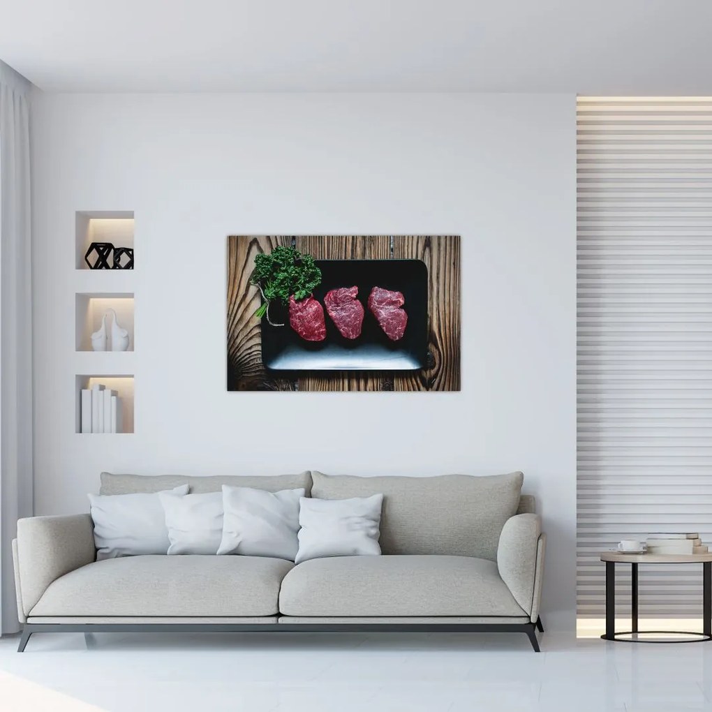 Tablou cu carne pe farfurie (90x60 cm)
