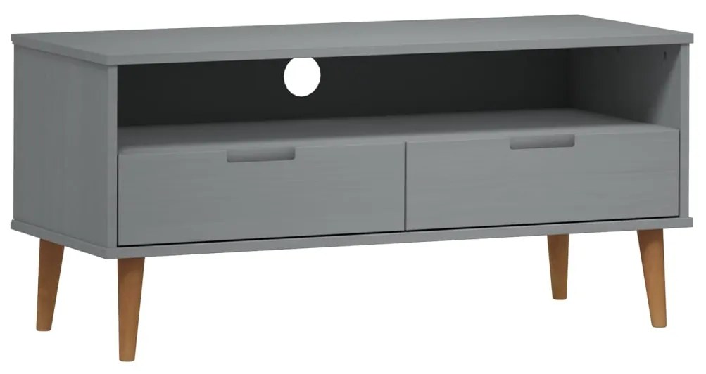 350533 vidaXL Dulap TV „MOLDE” gri, 106x40x49 cm, lemn masiv de pin