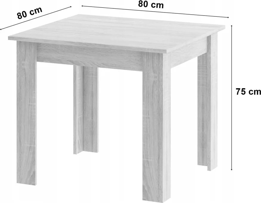 OFERTA Masa de sufragerie MADO neagra cu blat decor stejar artisan 80x80cm II. calitate