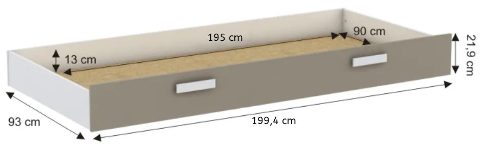 Spatiu de depozitare sub pat, alb gri-maro taupe, TIDY