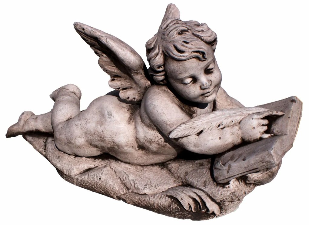 Statuie inger cu aripi, decoratiune gradina, beton, 18 x 16 x 34 cm