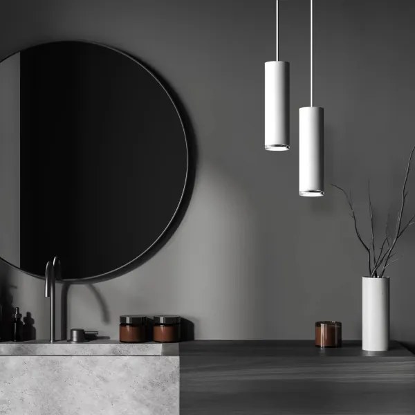 Lustră TURYN LED RGBW reglabilă pentru baie, suspendată pe cablu, 1xGU10/4,8W/230V, IP44, alb