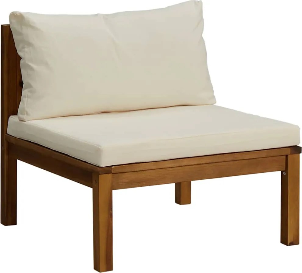 vidaXL Canapea de mijloc modulară cu perne alb crem, lemn de acacia