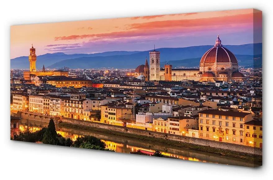 Tablouri canvas Italia Panorama noapte catedrală