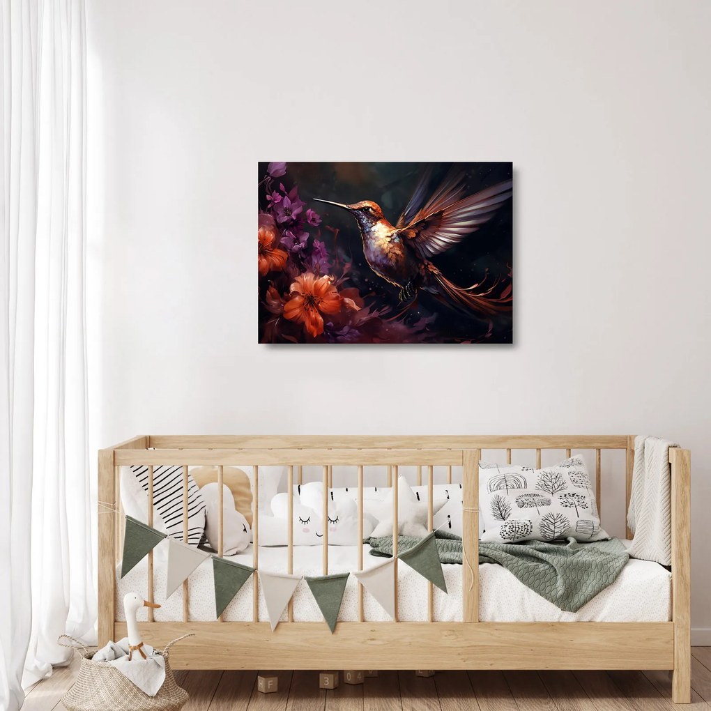 Tablou pe sticlă - Colibri (70x50 cm)