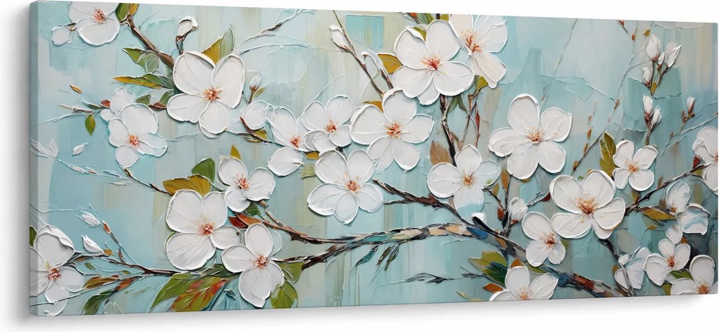 Tablou - Pictură, ramuri de copac înflorit (120x50 cm)