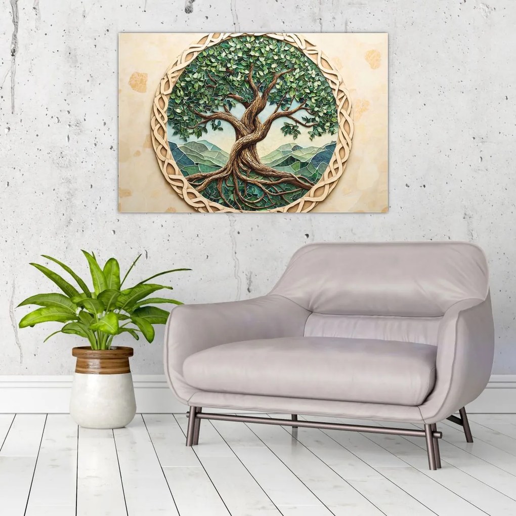 Tablou – Arborele vieții împletit (90x60 cm)