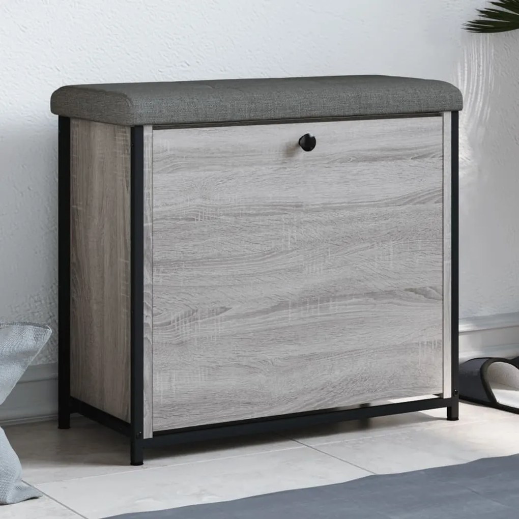 vidaXL Bancă de pantofi cu sertar rabatabil, gri sonoma, 62x32x56 cm