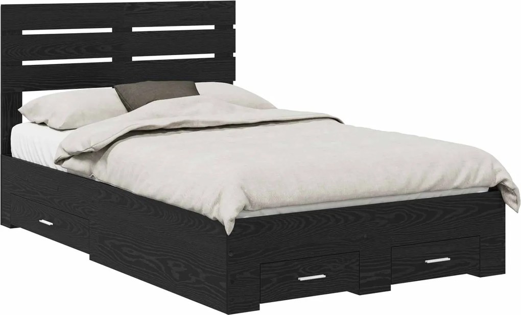 vidaXL Cadru de pat cu sertar cu headboard cu depozitare Lemn compozit