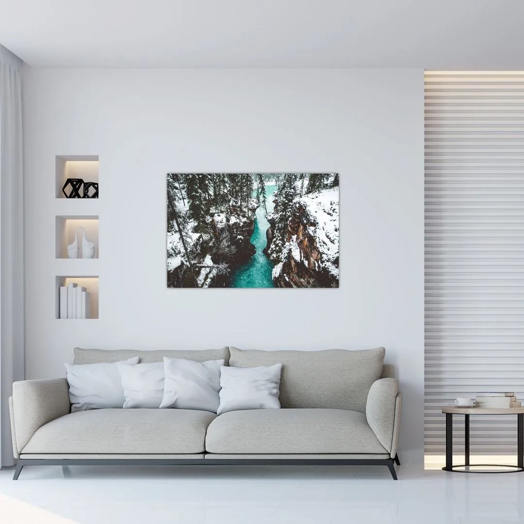 Tablou - râul de munte iarna (90x60 cm)