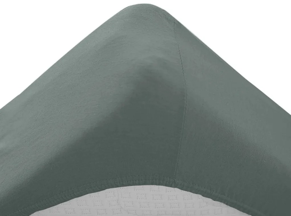 Cearceaf jersey pentru patut copii gri-verde 70 x 140 cm