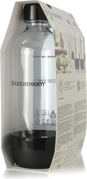 Set de sticle pentru carbonatare SodaStream Jet, 1 l, 2 buc., fără BPA, potrivite pentru mașina de spălat vase, negru