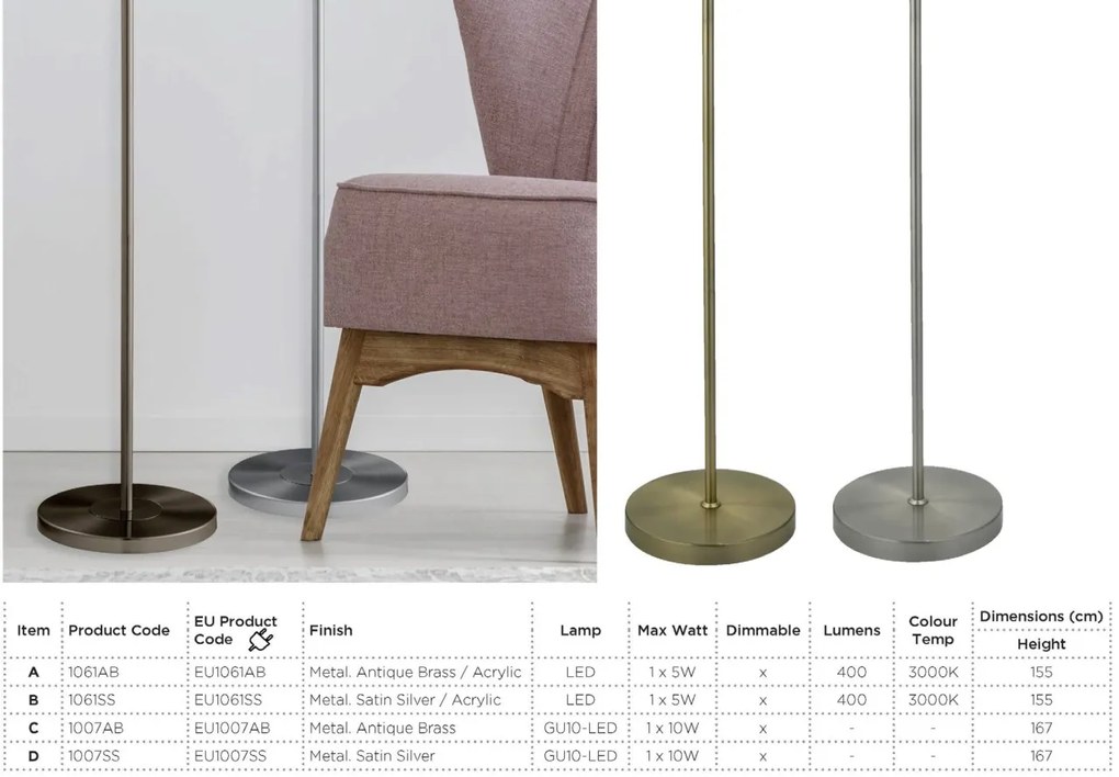 Lampadar modern directionabil design minimalist Fusion EU1007SS SRT