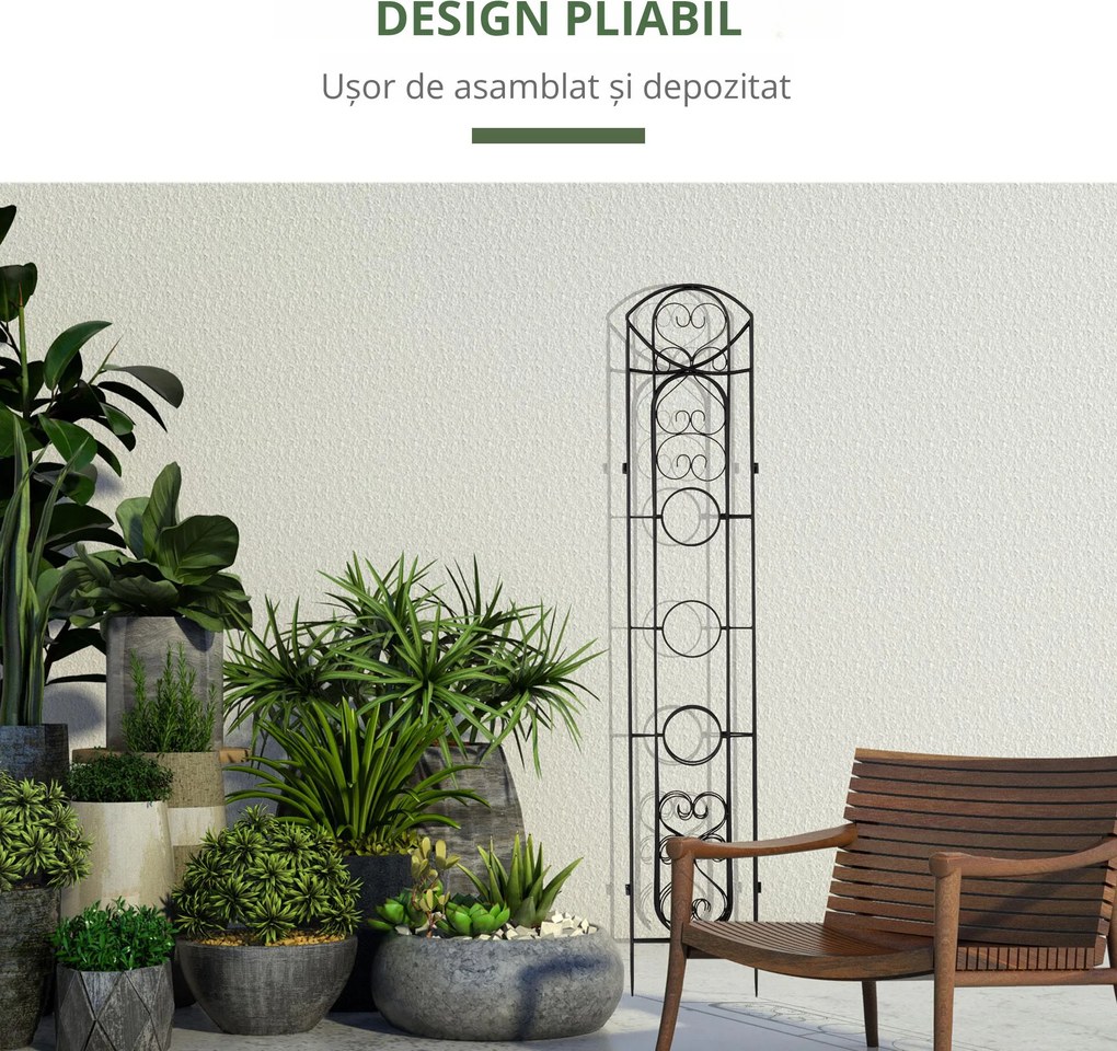 Outsunny Suport Compact pentru Plante, 5 Ghivece Incluse, Ideal pentru Spații Mici, Negru | Aosom Romania