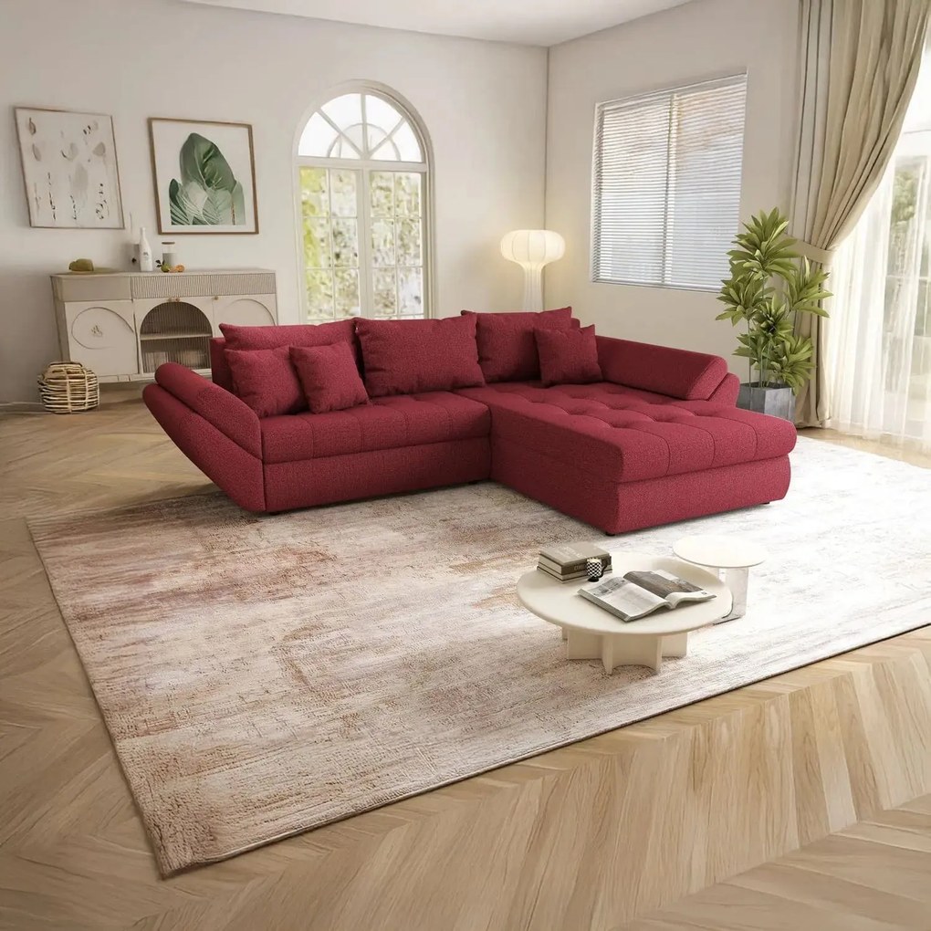 Colțar extensibil dumonde cu ladă de depozitare si sezut confortabil din spuma high-density, Loana Enjoy Winery II 270x185 cm