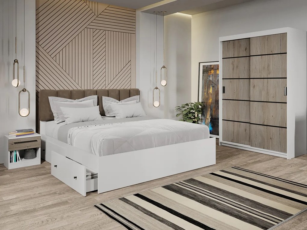 Set mobila dormitor 4 piese Zeno Alb/San Remo C37