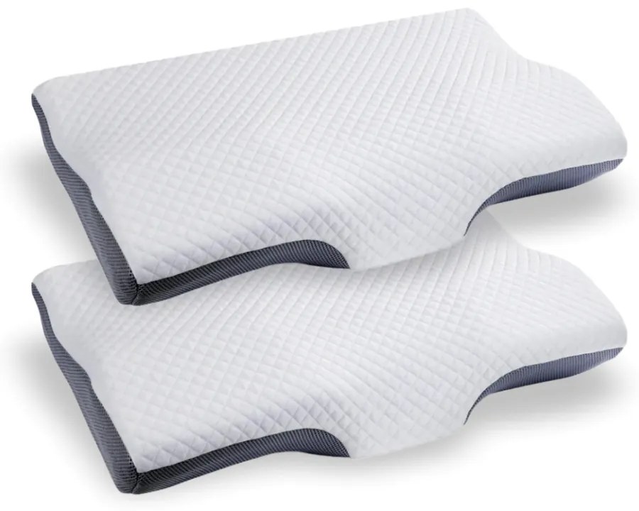 PACHET 2 PERNE CERVI-SAN PRIM, Pernă ergonomică pentru dormit, din spumă cu memorie, Husă detașabilă, fermitate normală