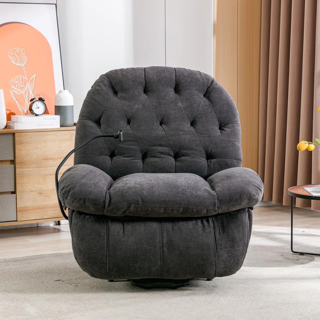 Fotoliu Relax Electric cu Suport pentru Telefon, Gri | Aosom Romania