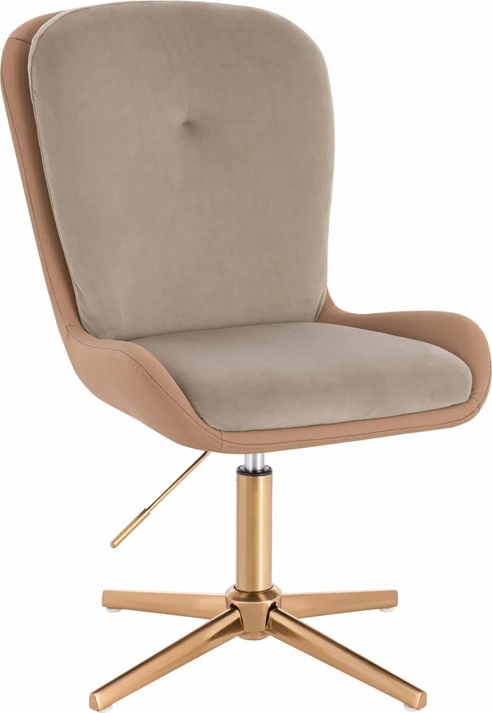 HR690CROSS Scaun Velvet&amp;soft Piele Pu Latte/Carmel Bază Aurie