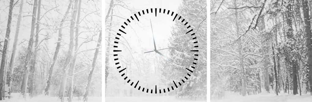 Tablou - Pier de lemn în timpul iernii (cu ceas) (90x30 cm)