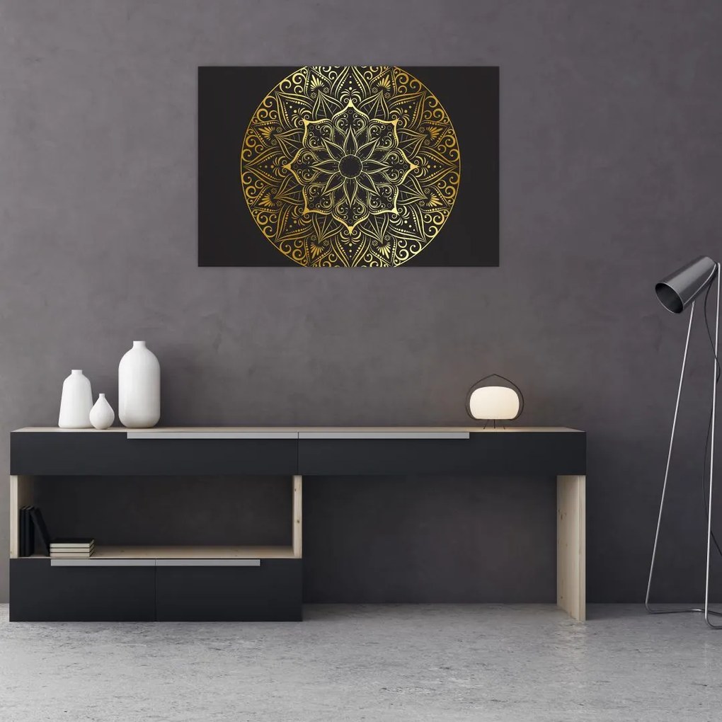 Tablou abstracției aurii (90x60 cm)