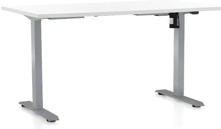 Masa inaltime reglabila OfficeTech A, 140 x 80 cm, bază gri, alb