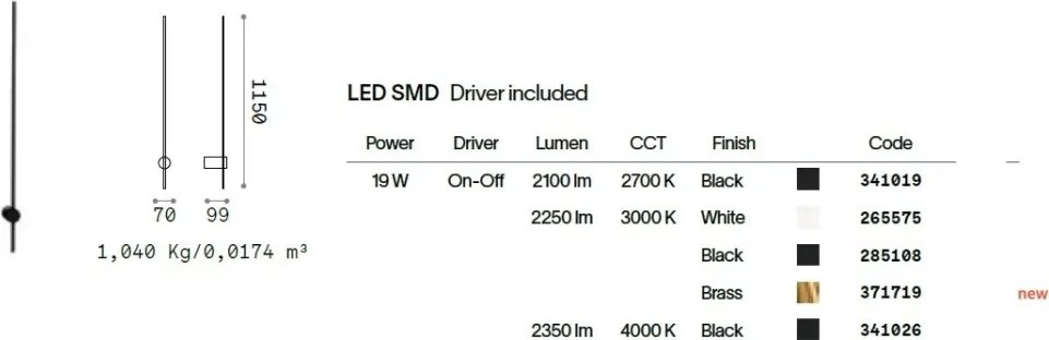 Aplica Led stil minimalist ESSENCE AP ROUND D115 LUCE IND. OTTONE 3000K