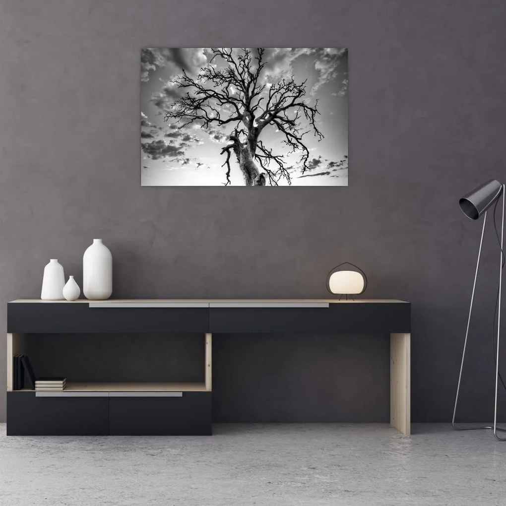 Tablou - Copacul, alb-negru (90x60 cm)