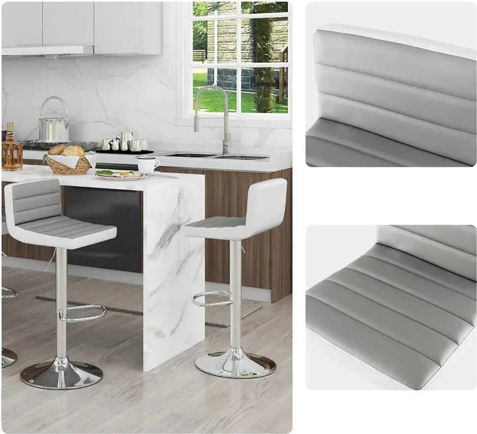 Set 2 scaune de bar reglabile, rotative, gri