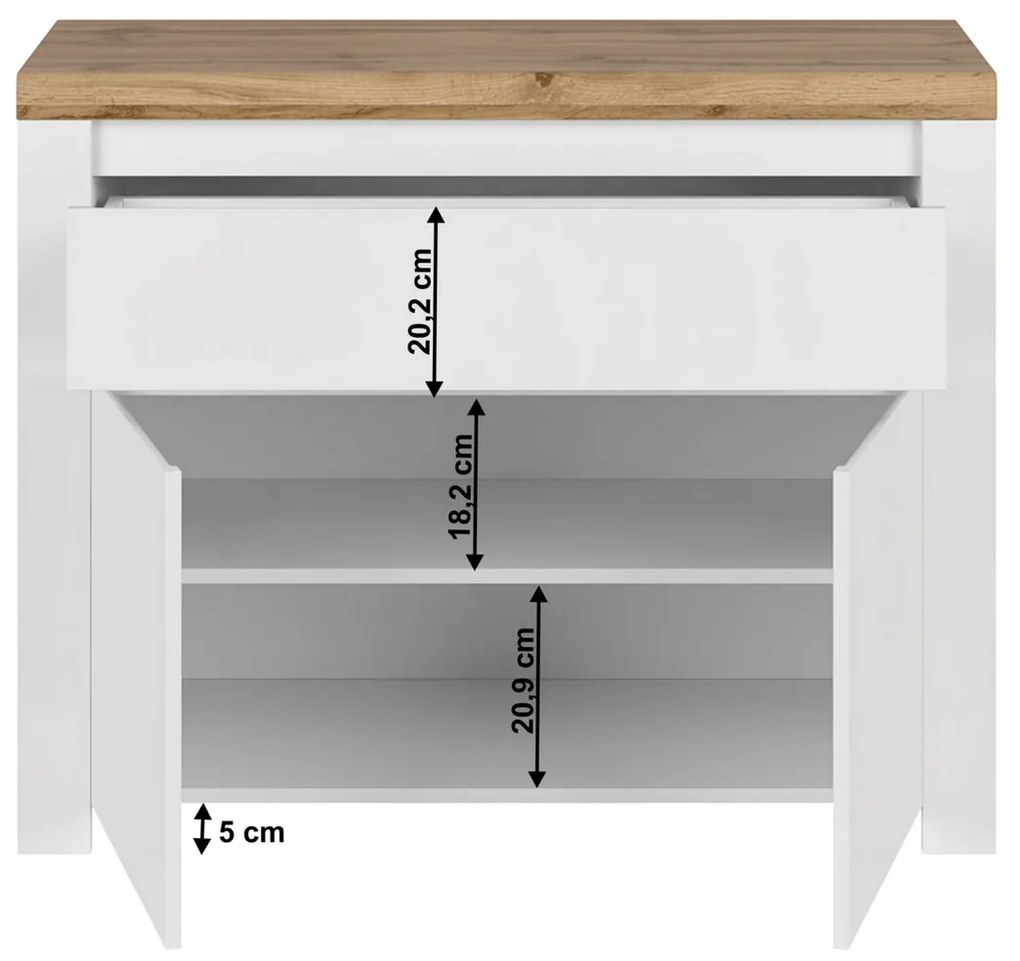 Dulap VILGO 2D1S, alb lucios