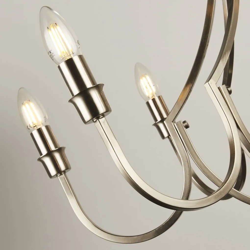 Candelabru cu 8 brate design vintage Lodge argintiu satinat