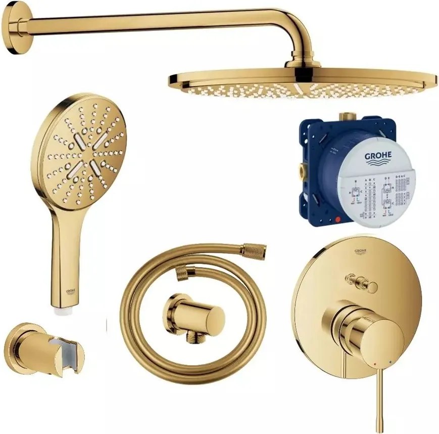 Sistem de dus incastrat Grohe Essence Rainshower auriu lucios Cool Sunrise