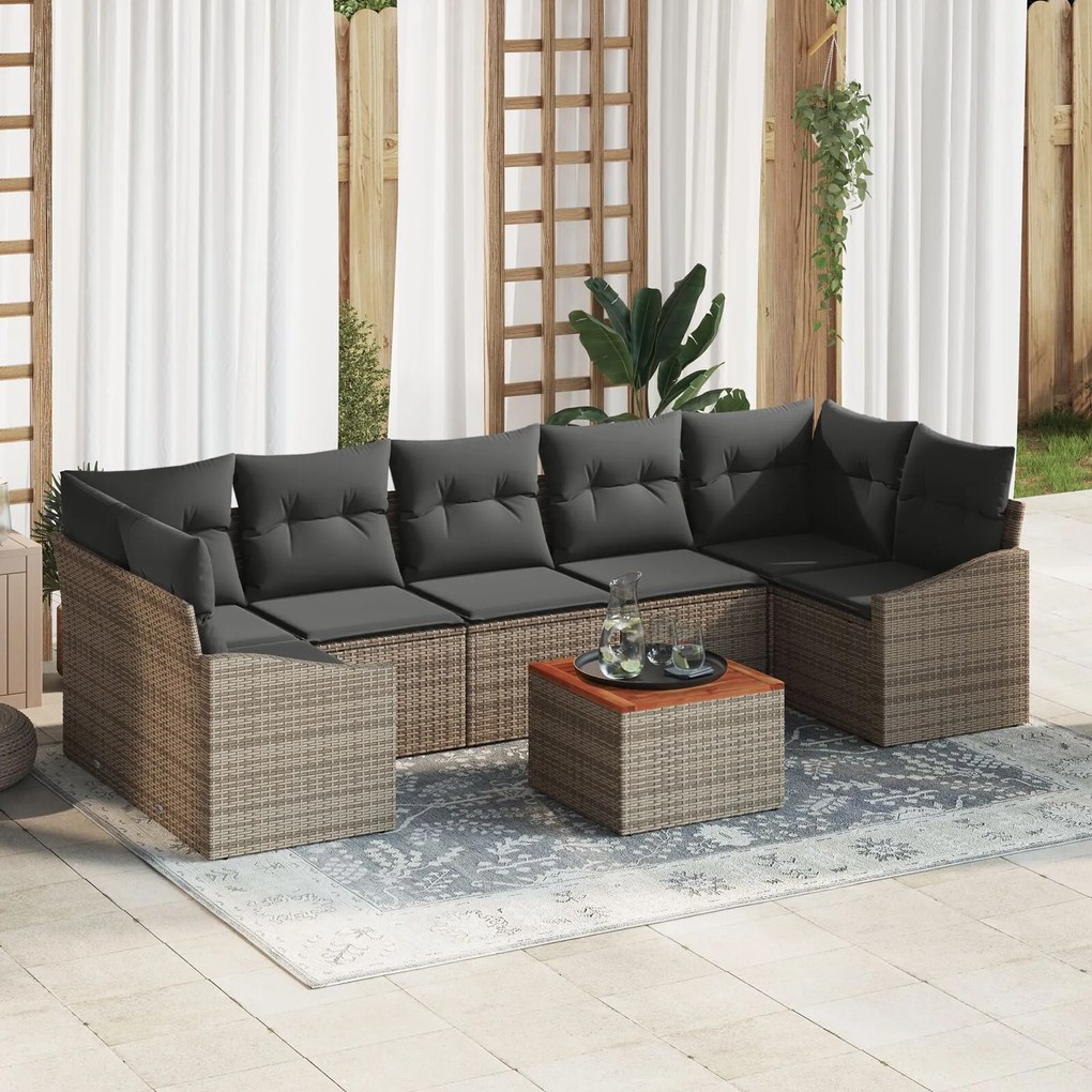 vidaXL Set Canapea pentru Grădină 8 pcs Gri 55 x 55 x 37 cm